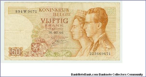 50 FRANCS BELGIE NOTE. Banknote