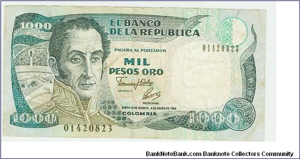 NICE 1000 PESO NOTE. Banknote