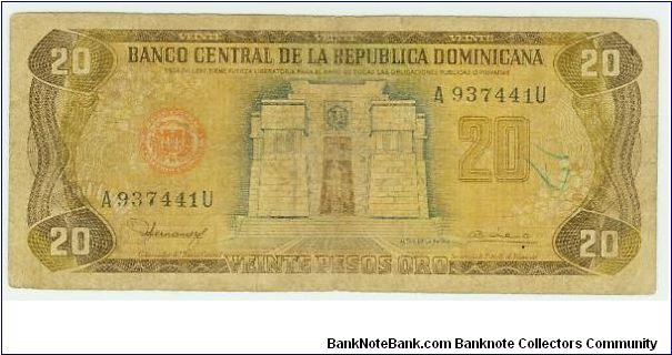 20 PESOS DOMINICAN REPUBLIC 1980 Banknote