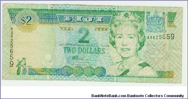 NOT SURE OF THE YEAR, BUT A VERY NICE NOTE FROM FIJI! $2.DOLLARS Banknote