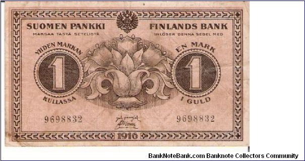 1 Markka 1916-1918, J.Järnefelt & F.Müller Banknote