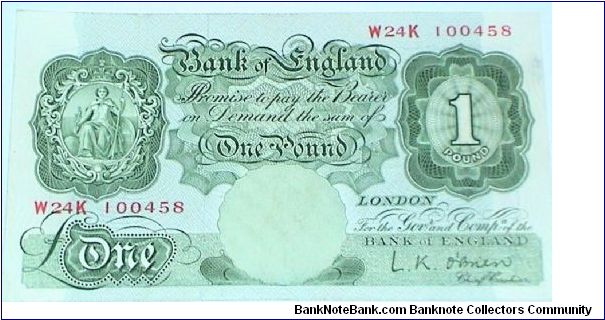 1 Pound. O'Brien signature Banknote