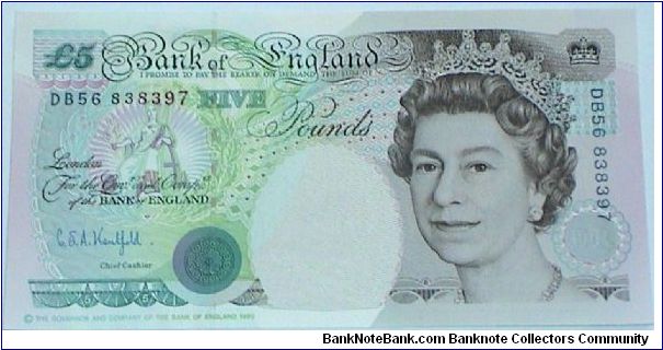 5 Pounds. kentfield signature. George Stephenson. Modified issue. Banknote