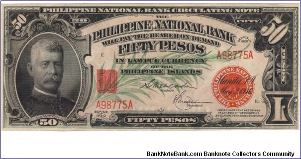 PI-49 Rare Lawton 50 Peso Note. Banknote