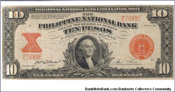 PI-58 1937 PNB Circulating note. Banknote