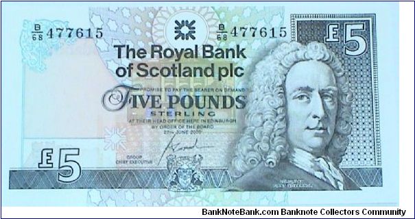 Royal Bank of Scotland. 5 Pounds. Culzean castle Banknote
