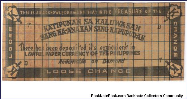 S-461, KKK Loose Change 50 Centavos note. Banknote