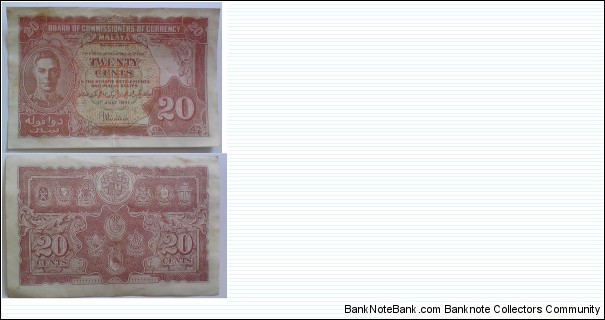 20 Cents. George VI.  Banknote