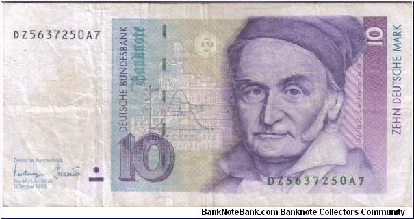 Germany 1993 10 marks. Banknote