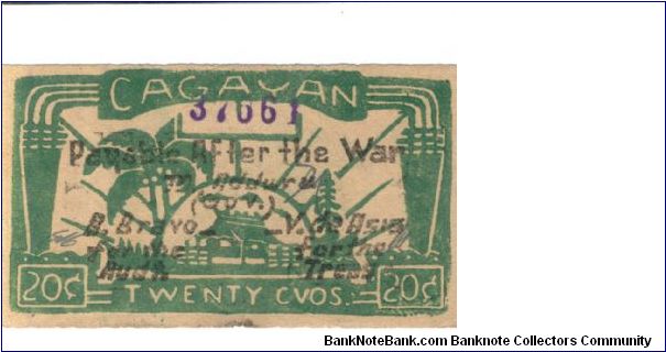 S-183 Cagayan 20 centavos note. Banknote