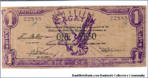 S-187 Cagayan 1 Peso note. Banknote