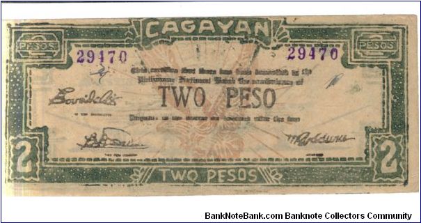 S-190a Cagayan 2 Peso note. Banknote