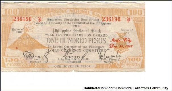 S-322 Ilocos 100 Peso note. Banknote
