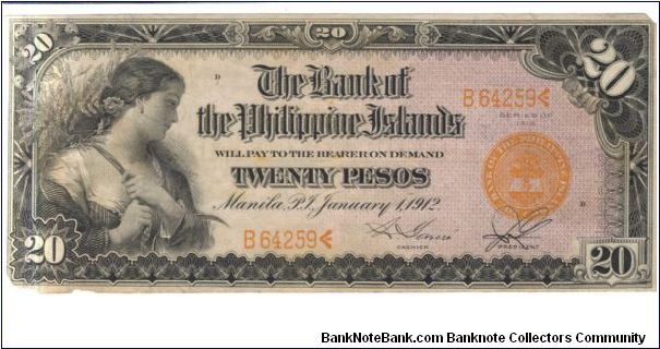 PI-9 The Bank of the Philippine Islands 20 Peso note Banknote