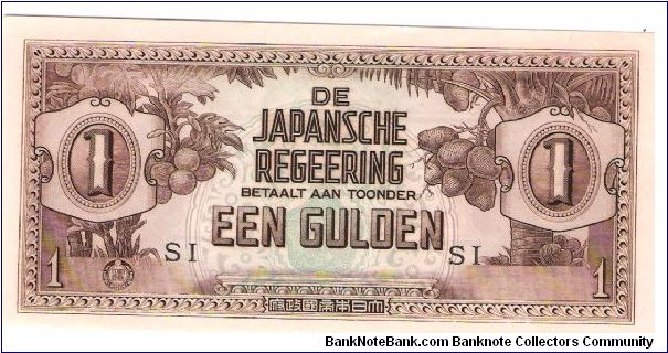 No Date 1942 Netherlands Indies WWII Japanese Occupation # 123c Block letters SI Banknote