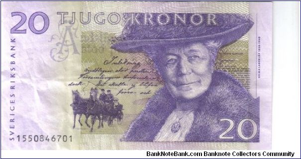Sweden 2001 20 kroner, code 55. Circulated. Banknote