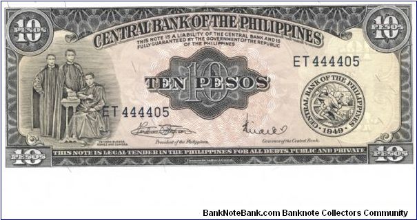 PI-136f English Series 10 Peso note. Banknote