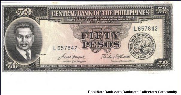 PI-137d English Series 50 peso note. Banknote