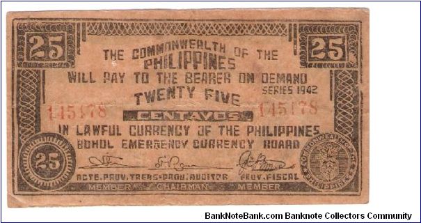 Philippine Guerilla Currency Mad with Wood Block Presses an Native Dies Banknote
