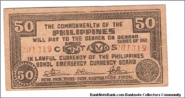 Bohol Emergency Currency board either emergency or gurilla money Banknote