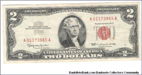 1963 USN-red seal Granahan/Dillon Banknote