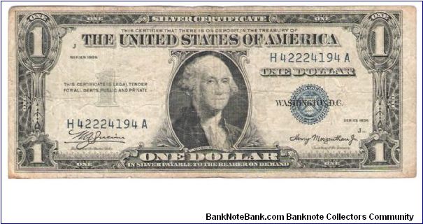 1935 Silver Cert julian /Morganthau Banknote