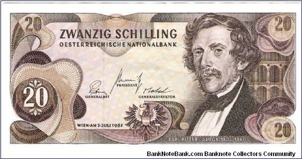 Austria 20 Zwanzig Shilling 1967 Banknote