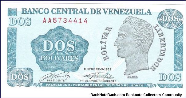 two bolivars Banknote