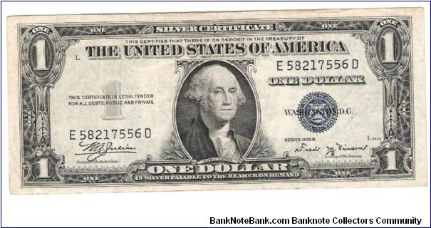 1935B Silver Certificate Julian /Vinson Banknote