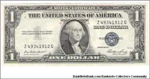 1935E clark/snyder silver certificate Banknote
