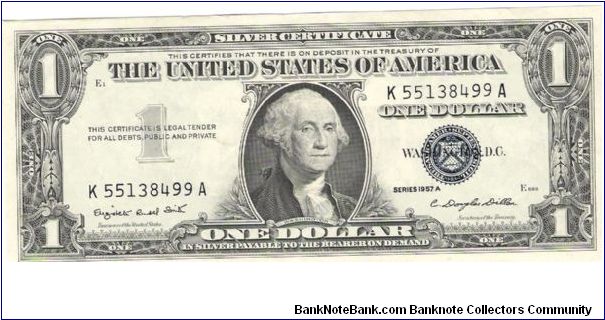 1957A Silver certificate Smith/Dillon Banknote