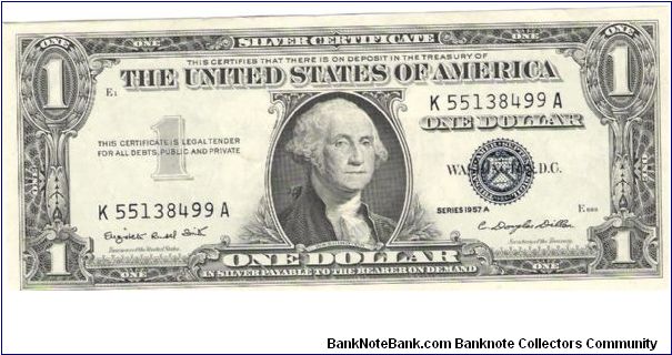 1957A Silver certificate Smith/Dillon Banknote