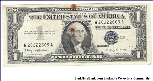 1957 B Silver cert. granahan/Dillon Banknote