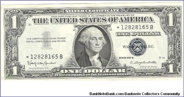 1957 B STAR silver cert. Granahan/ dillon Banknote