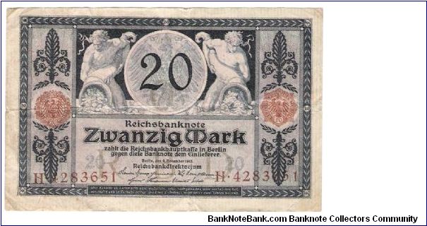 Reichbanknoten Imperial Bank Note
#63 Banknote