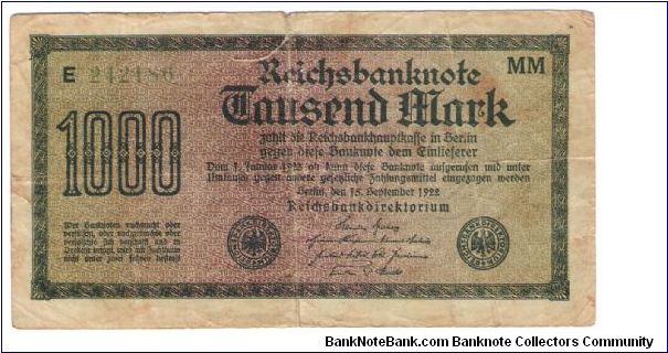 Weimar republic #76(?)cant see the water mark different from other one Banknote