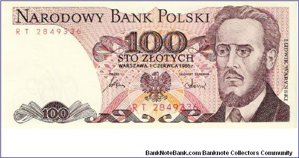100 Zlotych 1986 Banknote
