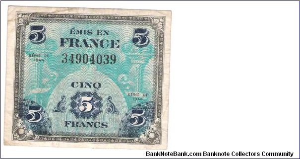 5 francs Allied military currency Banknote