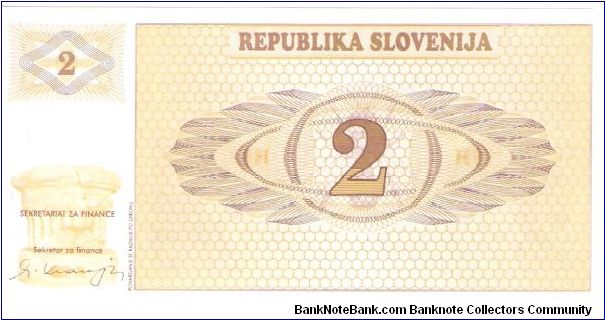 2 tolarjev 1990's Banknote