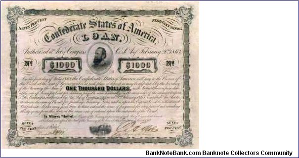 confedrate state of america civil war bond
my bond number is
13800   This one is an example photo Banknote