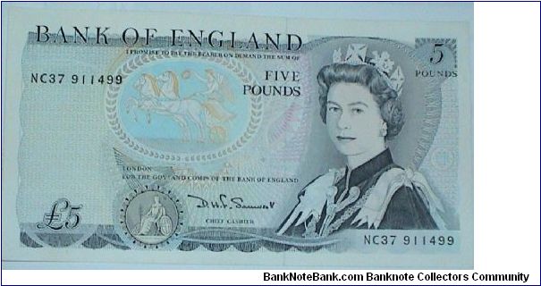 5 Pounds. Somerset siganture. Duke of Wellington. Banknote