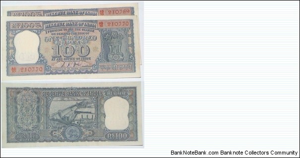 100 Rupees. LK Jha signature. Banknote