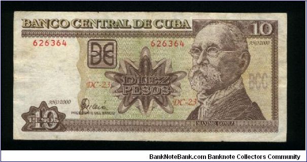 10 Pesos.

M. Gòmez at right on face; 'Guerra de todo el Pueblo' at left center on back.

Pick #117 Banknote