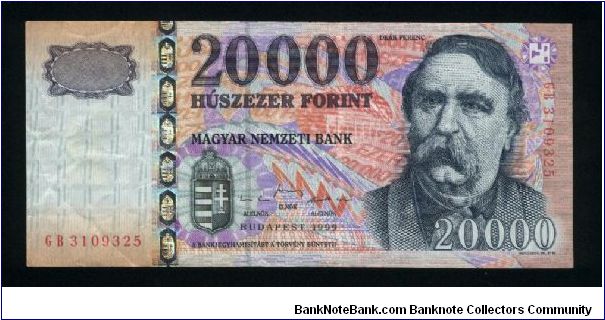 20,000 Forint.

Ferenc Deàk at right on face; plaza on back.

Pick #184 Banknote