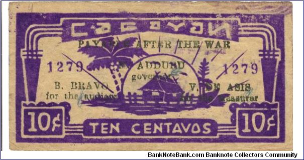 S-174b Cagayan Large 10 Centavos note. Banknote