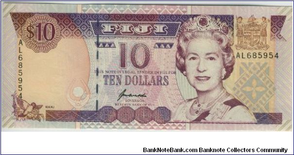 Fiji 1980 $10 Banknote