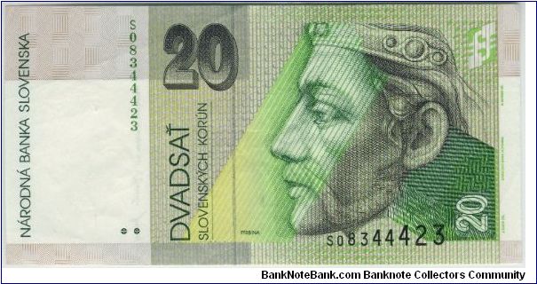 Banknote from Slovakia year 2001