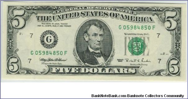 USA Chicago 1995 $5 Banknote