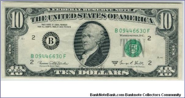 USA New York 1969 $10 Banknote