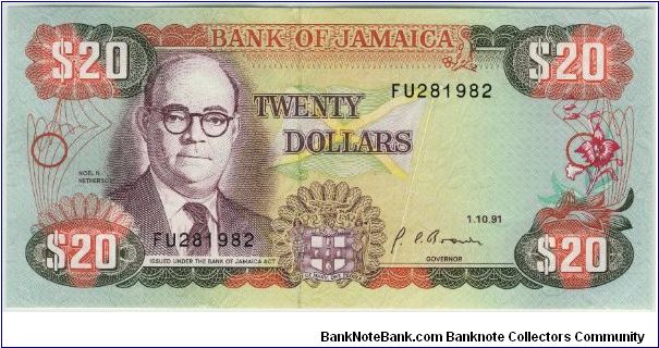 Jamaica 1991 $20. Special thanks to Linda Benes Banknote